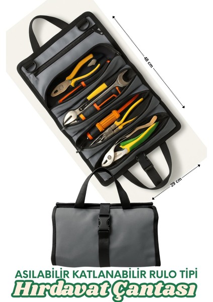 Hırdavat Çantası Çok Amaçlı Alet Çantası Bez Takım Çantası Asılabilir Katlanabilir Takım Çantası Rulo Tipi 1 Adet