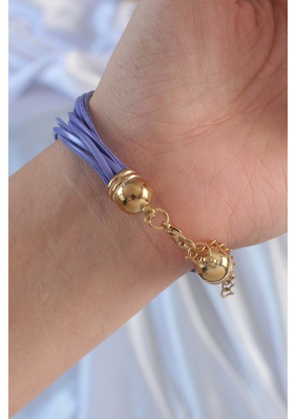 Lila Renk Zirkon Taşlı Ipli Çoklu Bileklik - Lisinya fiyatları