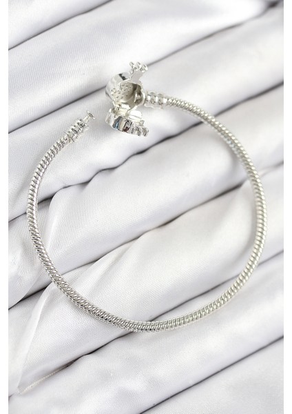 Pirinç Charm Zirkon Taşlı Taç Model Gümüş Renk Kadın Bileklik - Lisinya fiyatları