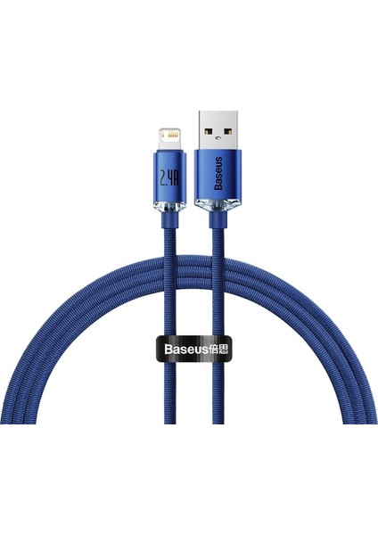 Crystal Charging 2.4A Lightning Kablo 1.2m-Mavi