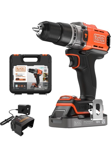 BLD682D1XK-QW 18V Powerconnect™ Kömürsüz Şarjlı Matkap/vidalama (1 x 2.0AH Akü, 1A Şarj Cihazı ve Kitbox Ile)