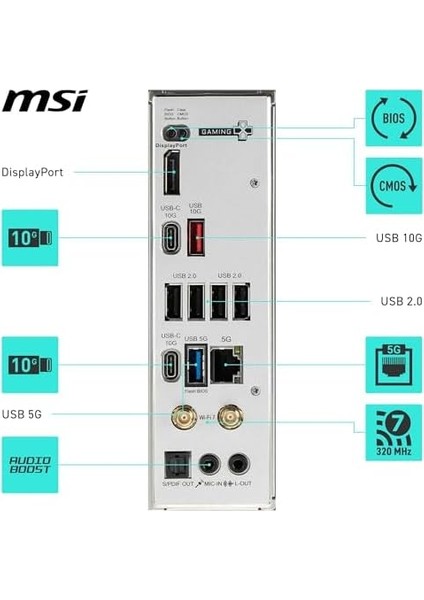 B850 Gamıng Wıfı Anakart, Atx - Amd Ryzen 9000/8000 / 7000 Işlemcileri, Am5 - Ddr5 Bellek Arttırma 8200+ Mt/s (Oc), Pcıe 5.0 X16 ve 4.0 X16, M.2 Gen5, Wi-Fi 7, 5g Lan&apos;ı Destekler modelleri