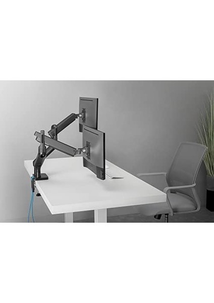 Monitör Tutucu, Masa Kelepçesi, Çift Montajlı, Gazlı Amortisör, Entegre USB Bağlantı Noktası, 32 Inçe Kadar, Uzay Grisi fiyatları