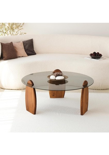 Surf Masif Orta Sehpa/kestane& Füme Cam