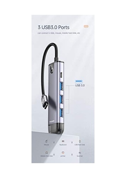 HU-7750 5ın1 Usb-C Hub Çoğaltıcı Gri fiyatları