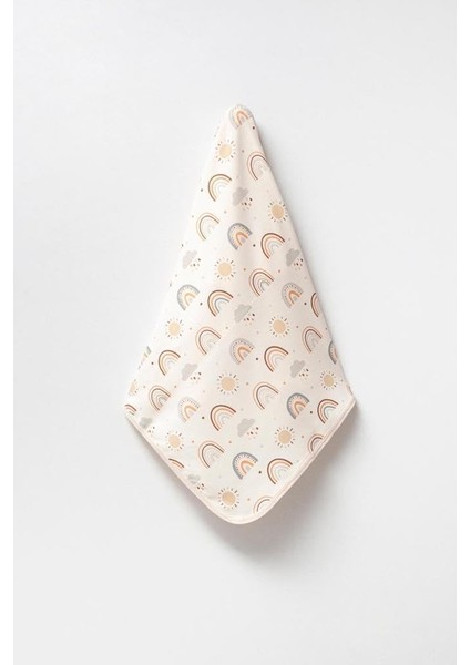 BUBBLES%100 Pamuk Baskılı, Çift Katlı Bebek Battaniyesi (Gökkuşağı)