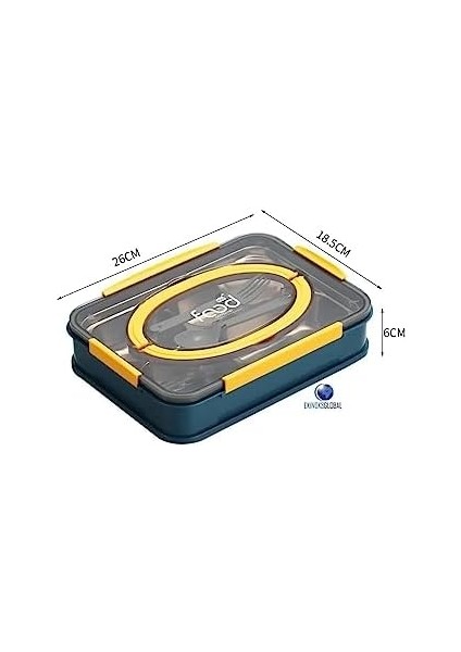 Bento 1000ML Lunchbox Tek Kat 4 Bölme Çelik Sefer Tası Yemek Kutusu (Lacivert-Sarı) fiyatları