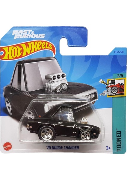 - ´70 Dodge Charger - Tooned 2/5 - HKG57 - Short Card - & Furious - Siyah - 2023