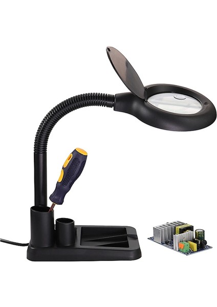 Esnek 5x /10X,40 LED Işıklı Büyüteç ,lamba Büyüteç Okuma, Çalışma Lehim Masa Lambası A808 - Lisinya