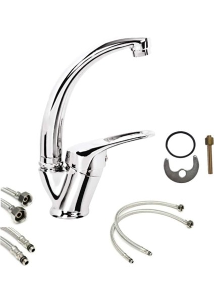 Soğuk Çift Su Girişli Mix Lavabo Musluğu Çeşmesi Bataryası