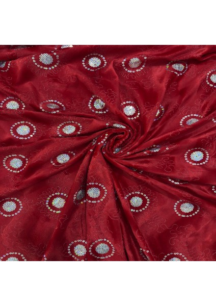 Kırmızı Işıltı: Payet Işlemeli Tay Tüyü Kumaş – Özel Tasarımlar Için En 150 cm