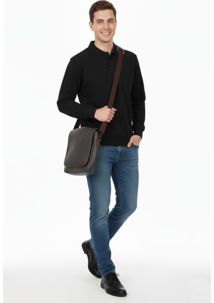 Erkek Polo Yaka Cepli Selanik Sweatshirt Regular Kalıp BGL-ST04872 fiyatları