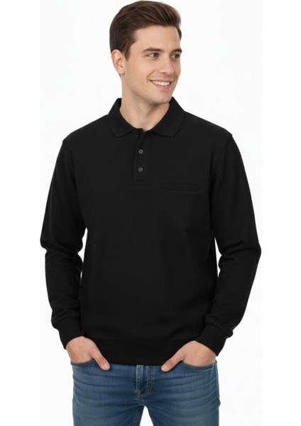 Erkek Polo Yaka Cepli Selanik Sweatshirt Regular Kalıp BGL-ST04872 fırsatları