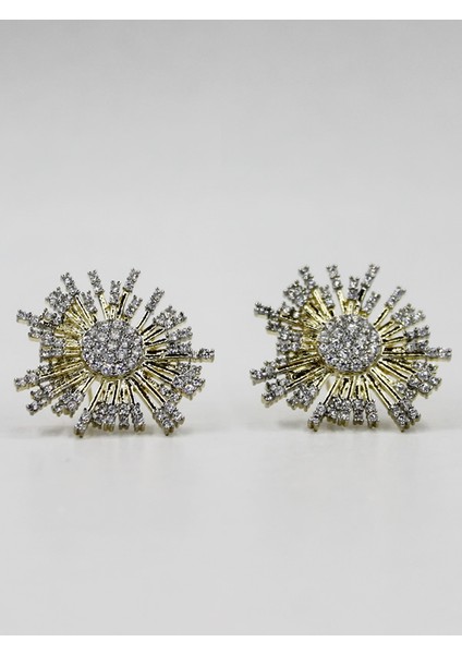 Güneş Işığı Etkili Zirkon Taşlı Yıldız Formunda Küpe