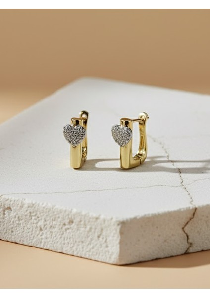 Minimalist Kalp Detaylı Altın Tonu Halka Küpe fırsatları