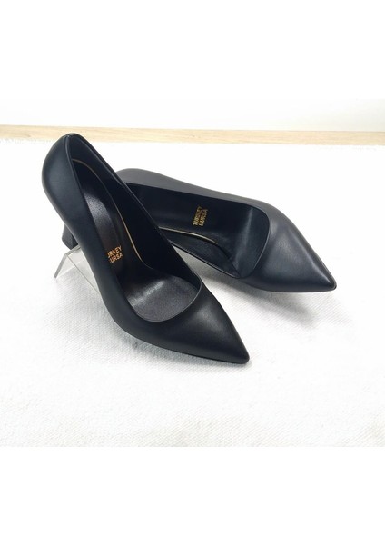 Kadın Stiletto Ayakkabı Siyah Cilt 8.5 cm Topuk Boyu fiyatları