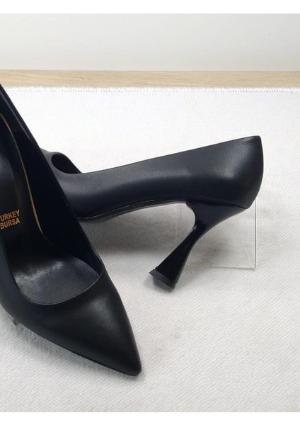 Kadın Stiletto Ayakkabı Siyah Cilt 8.5 cm Topuk Boyu fırsatları
