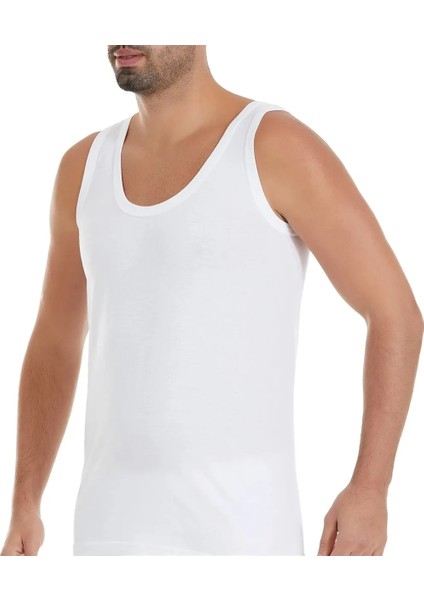 Erkek 4'lü Beyaz Süprem Pamuklu Askılı Atlet