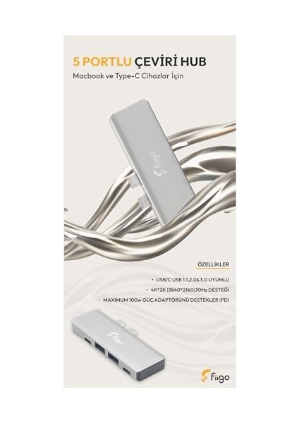 MacBook ve Type-C Cihazlar Için 5 Portlu Hub fiyatları