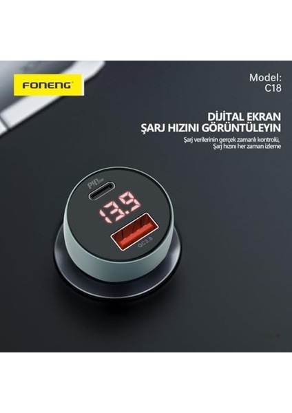 C18 Çift Bağlantı Noktalı 48W Araç Şarjı, ve Telefon Uyumlu, modelleri