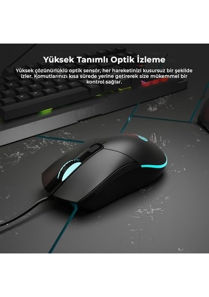 MS120 USB Kablolu 2400DPI 4 Tuşlu Rgb LED Aydınlatmalı Optik Gaming Optik Mouse Siyah modelleri