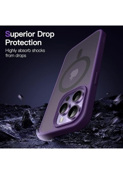 16 Pro Uyumlu Kamera Korumalı ile Uyumlu Şarj Özellikli Arkası Mat Renkli Silikon Kılıf (Mor, 16 Pro) modelleri