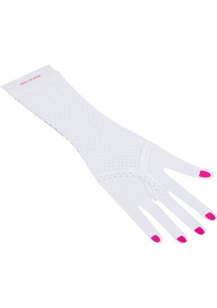 Beyaz Renk Parmak Arası File Örgü Eldiven 26 cm indirimleri