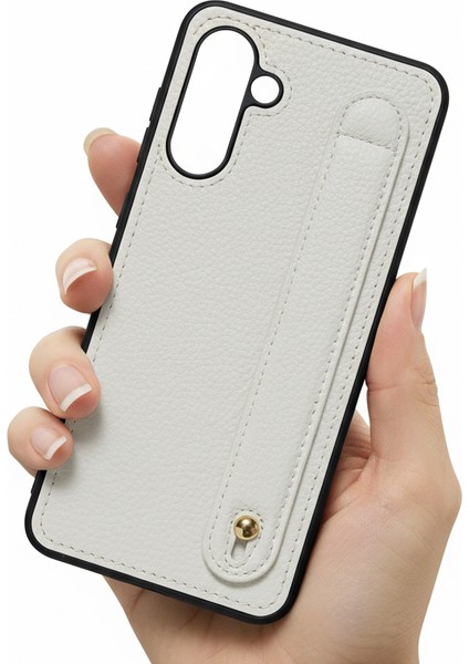 Samsung Galaxy A17 Beyaz, Tutmaçlı Yumuşak Deri Kılıf
