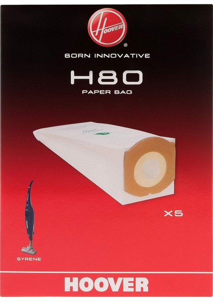 H80 Elektrikli Süpürge Torbaları, Orijinal, Kağıt, Koku Önleyici, Ekstra Kapasiteli, Syrene Elektrikli Süpürgelerle Uyumlu, 5 Adet