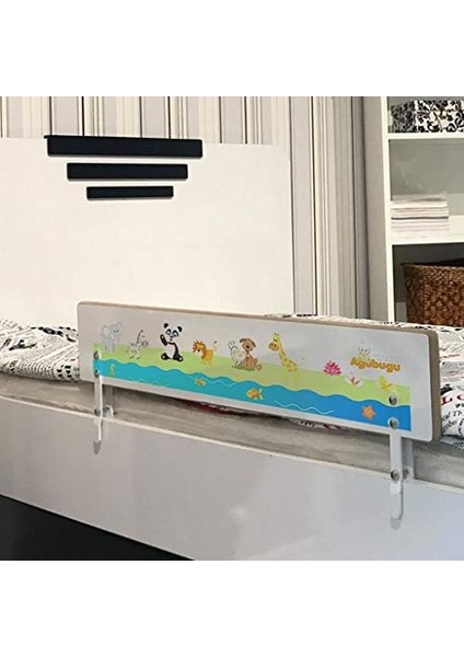 Baby AGU-088-9-3-DSN Hayvan Desenli Ahşap Yatak Bariyeri 90X30, Beyaz fiyatları