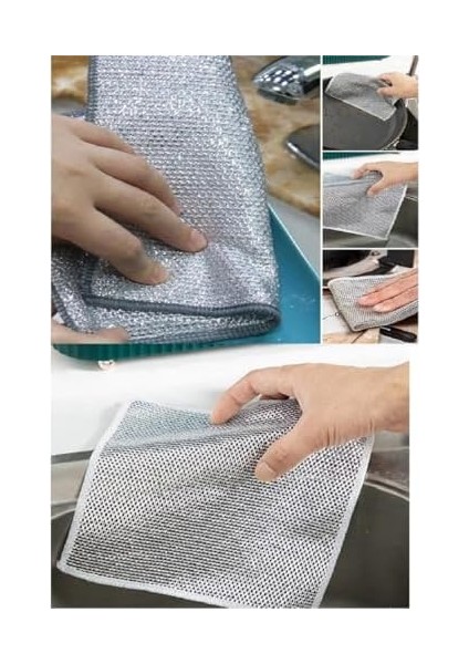 Outlet 3 Adet Çok Fonksiyonlu Çizmeyen Tel Bulaşık Bezi Bulaşık Havlusu Bulaşık Temizlik Ovma Bezi fiyatları