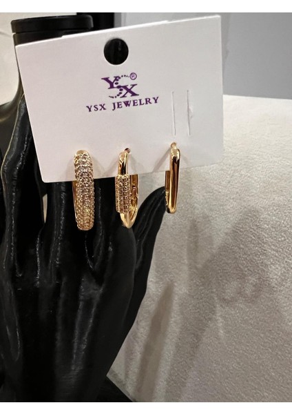 Çelik Altın Kaplama Taşlı Küpe modelleri