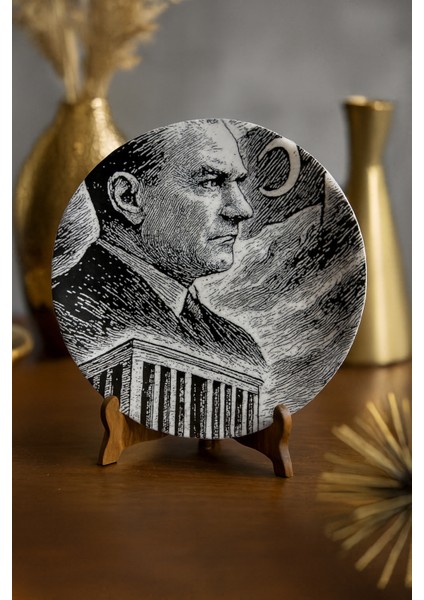 10 Kasım Özel Atatürk Portreli Dekoratif Servis Tabağı (27 Cm)