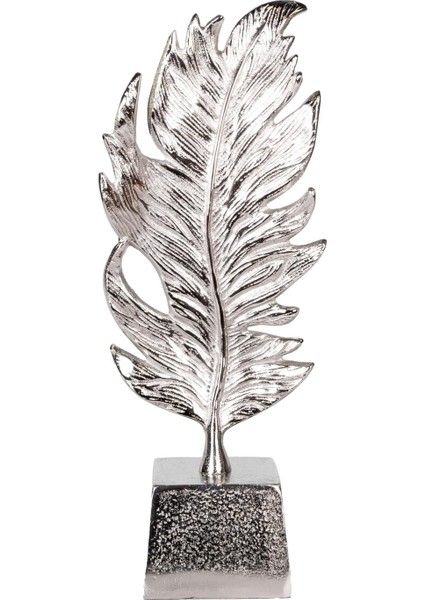 Metal Dekor Yaprak Gümüş 16X10X44 Cm.