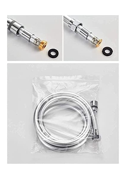 5 Fonksiyonlu El Duşu Başlığı + 150CM Ekstra Uzun Duş Hortumu Spirali / 2&apos;li Lüks Duş Seti Takımı modelleri