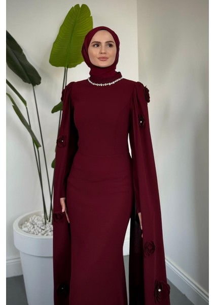 Aliya Pelerini Güllü Balık Abiye Bordo modelleri