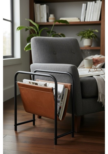 Alpa Deri Kumaşlı Dergilik, Kitaplık – Metal Çerçeveli Modern Gazetelik / Organizer