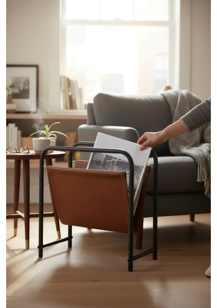 Alpa Deri Kumaşlı Dergilik, Kitaplık – Metal Çerçeveli Modern Gazetelik / Organizer fırsatları