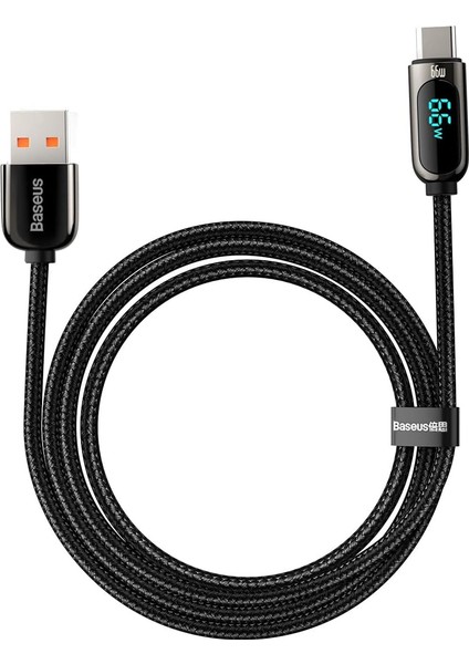 Display Hızlı Şarj Kablosu USB To Type-C 66W, 2m, Siyah