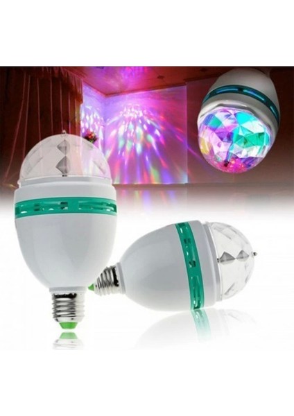 Disco Ampül LED Işıklı Döner Başlıklı Duy Hediyeli ( Lisinya )