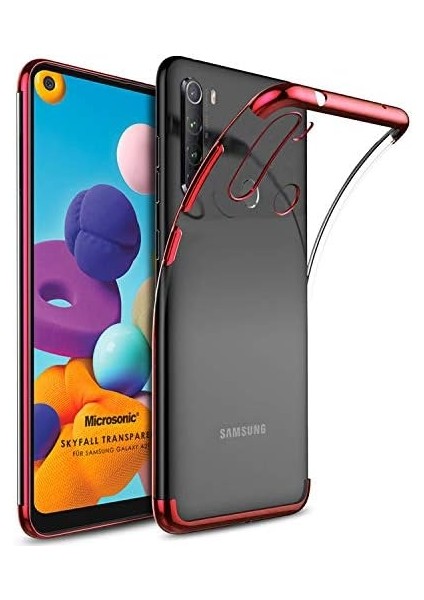 Galaxy A21 Kılıf Skyfall Transparent Clear Kırmızı fiyatları