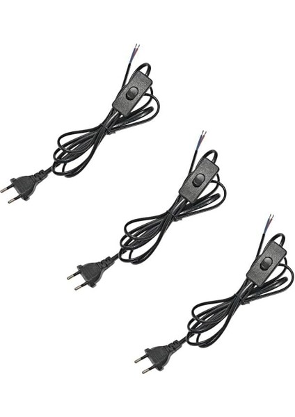 Adet Fişli Anahtarlı Arapuarlı Hazır Kablo | 2 Metre, 0.50 Mm² Siyah |,, Masa Lambası, LED Trafosu Için Pratik Uzatma Kablosu (3)