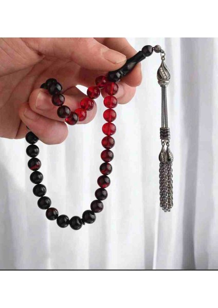 Zirkon Taşlı Gümüş Püsküllü Ateşi Kehribar Tesbih fiyatları