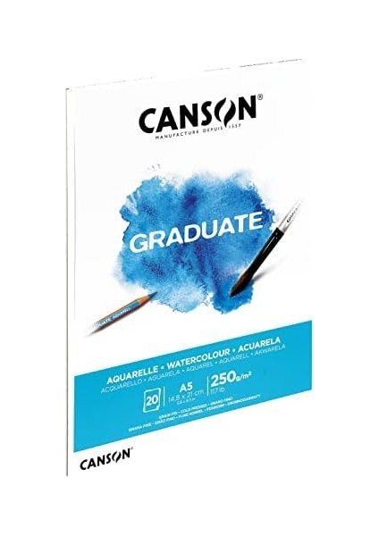 Mezun 250 Gsm A5 Kağıt, Soğuk Preslenmiş, Tampon Yapıştırılmış Taraf, 20 Beyaz Çarşaf, Öğrenci Sanatçılar Için Ideal fiyatları