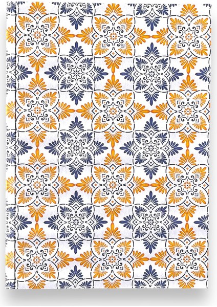 Tanıtım Ciltli, A5 Not Defteri, 64 Yaprak, 90 Gr. Ivory Kağıt, 6 Farklı Kapak Tasarımı (Mediterranean Pattern Kapak Tasarım)