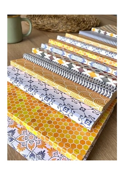 Tanıtım Ciltli, A5 Not Defteri, 64 Yaprak, 90 Gr. Ivory Kağıt, 6 Farklı Kapak Tasarımı (Mediterranean Pattern Kapak Tasarım) modelleri