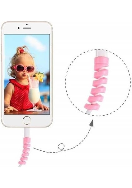 8li Telefon Tablet Şarj Kablosu Koruyucu Silikon Spiral Yay Aparat, Kırılmaya Bükülmeye Karşı 8 Adet Kablo Ucu Koruyucu fiyatları