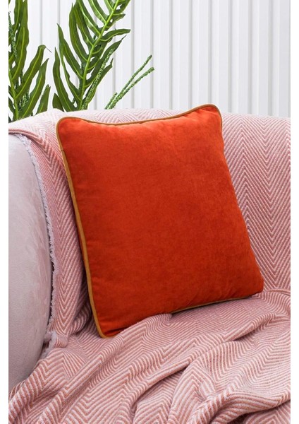 Renk Seçenekli Hardal Biyeli Turuncu Kırlent Kılıfı Dekoratif Düz Sade Panoroma Panbiy Turuncu Hardal 45X45