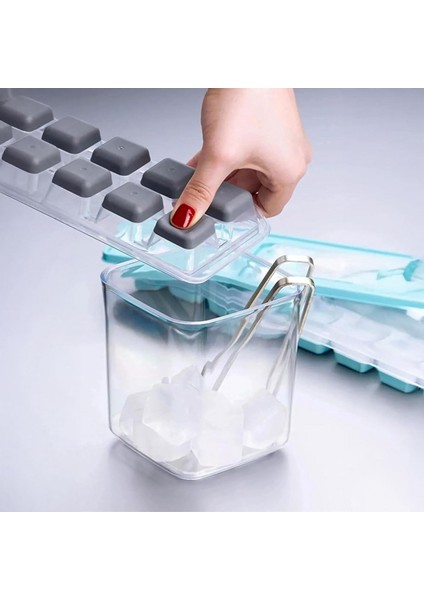 Silikon Tabanlı Kapaklı Pratik Kokusuz Buzluk, 12&apos;li Buz Kalıbı, Silikon Tabanlı Buz Kalıbı, Pratik ve Esnek Silikon Tabanlı Buzluk Seti (Bpa Içermez) (2 Adet Ekonomik)