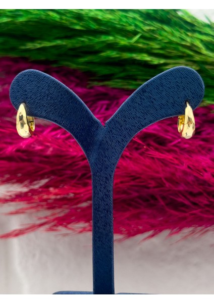 925 Ayar Gümüş Kalemli Gold Renk Halka Modeli Zarif Kadın Küpe modelleri